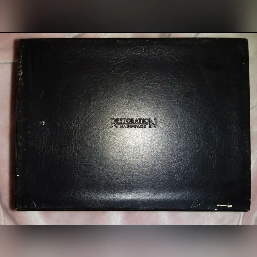 Vintage 1998 Restoration Hardware Black Leather Picture Box Storage Home Decor